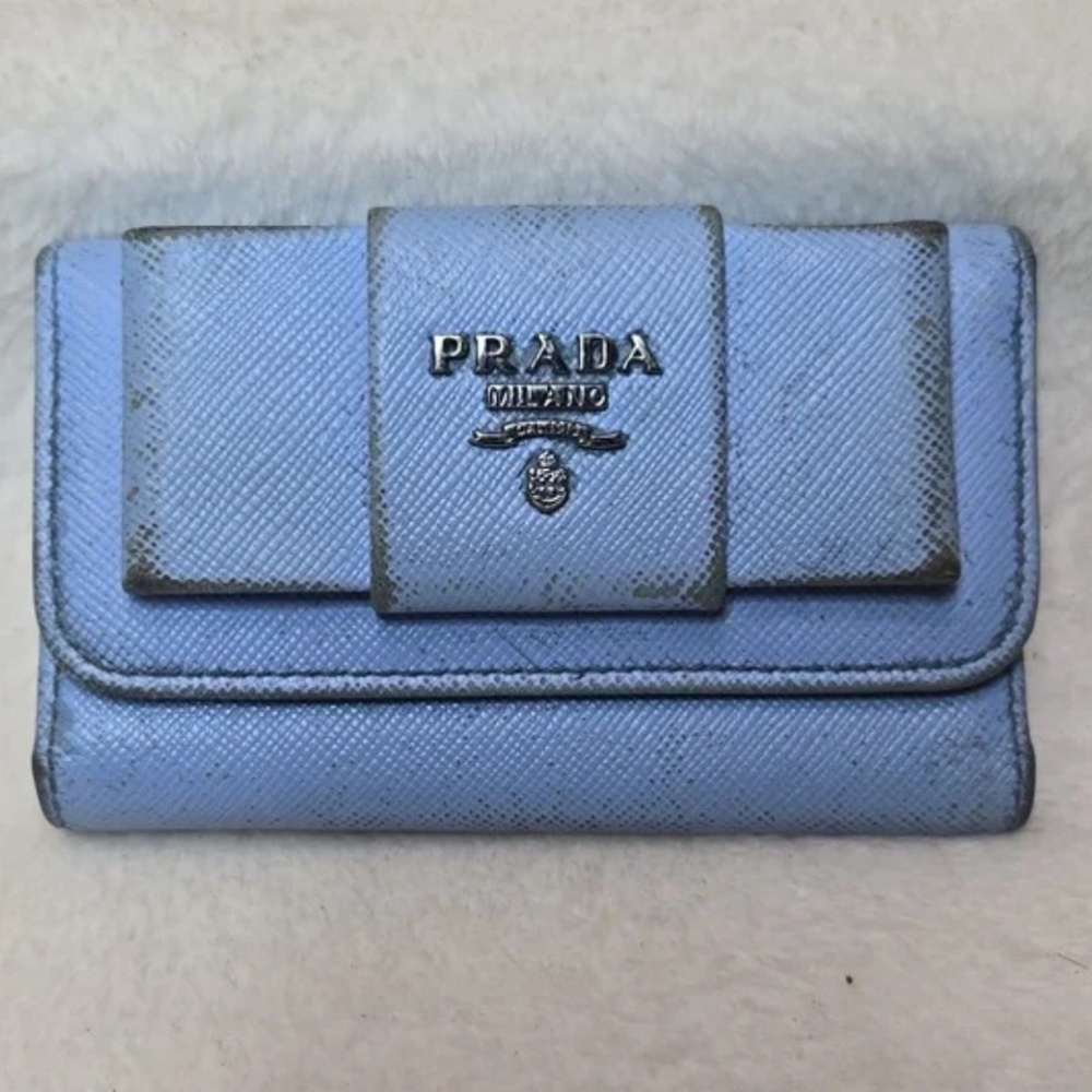Authentic Prada Beautiful Light Sky Blue Key Holder/Wallet